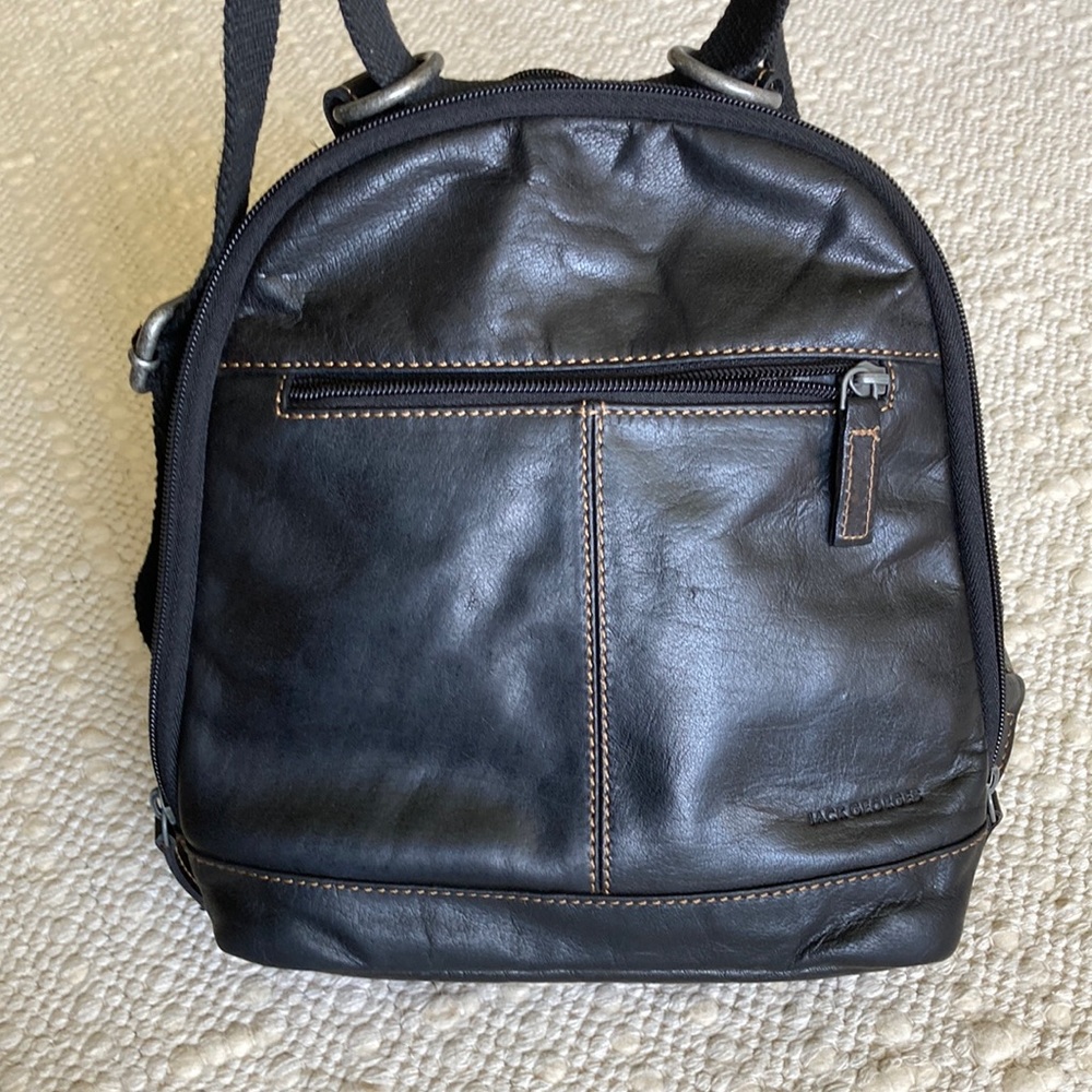 Jack Georges Leather Mini Backpack - Black